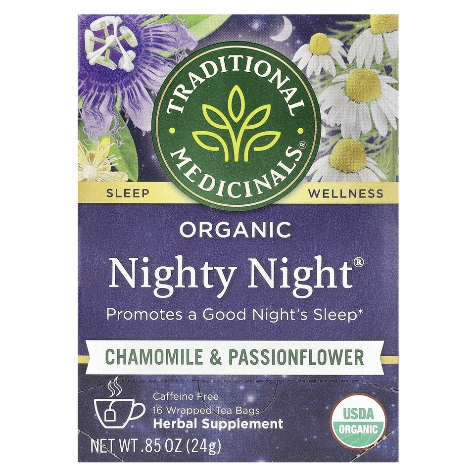 Organic Nighty Night®, Chamomile & Passionflower, Caffeine Free, 16 Wrapped Tea