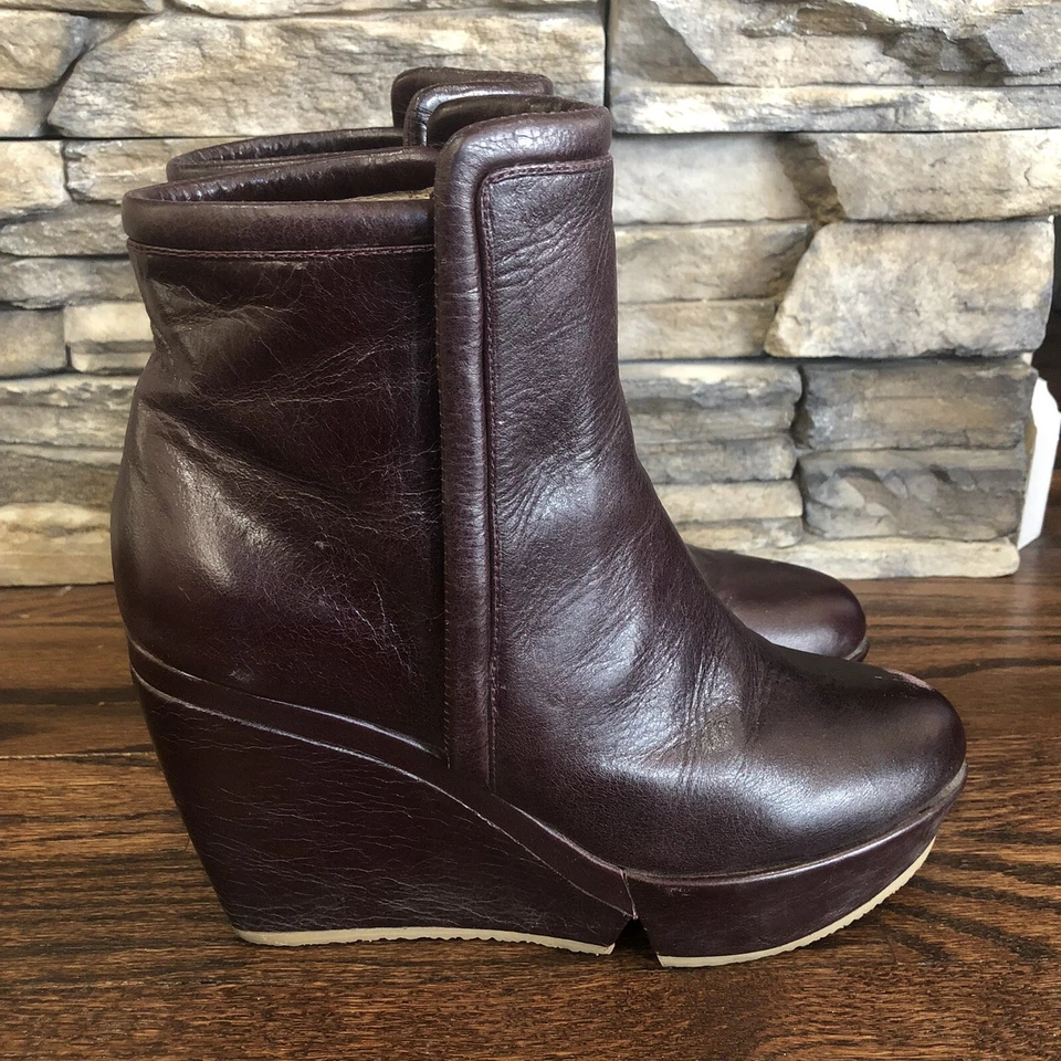 Botines Farylrobin Anthropologie para mujer talla 7,5 plataforma cuña cuero marrón Foto 2 de 4