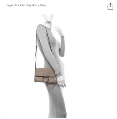 Chloe Small Faye Leather & Suede Shoulder Crossbody Bag Motty Gray