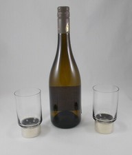 Raro Due Seltenen Bicchieri di Vino Con Silberbeschlag IN 925er Argento Sterling