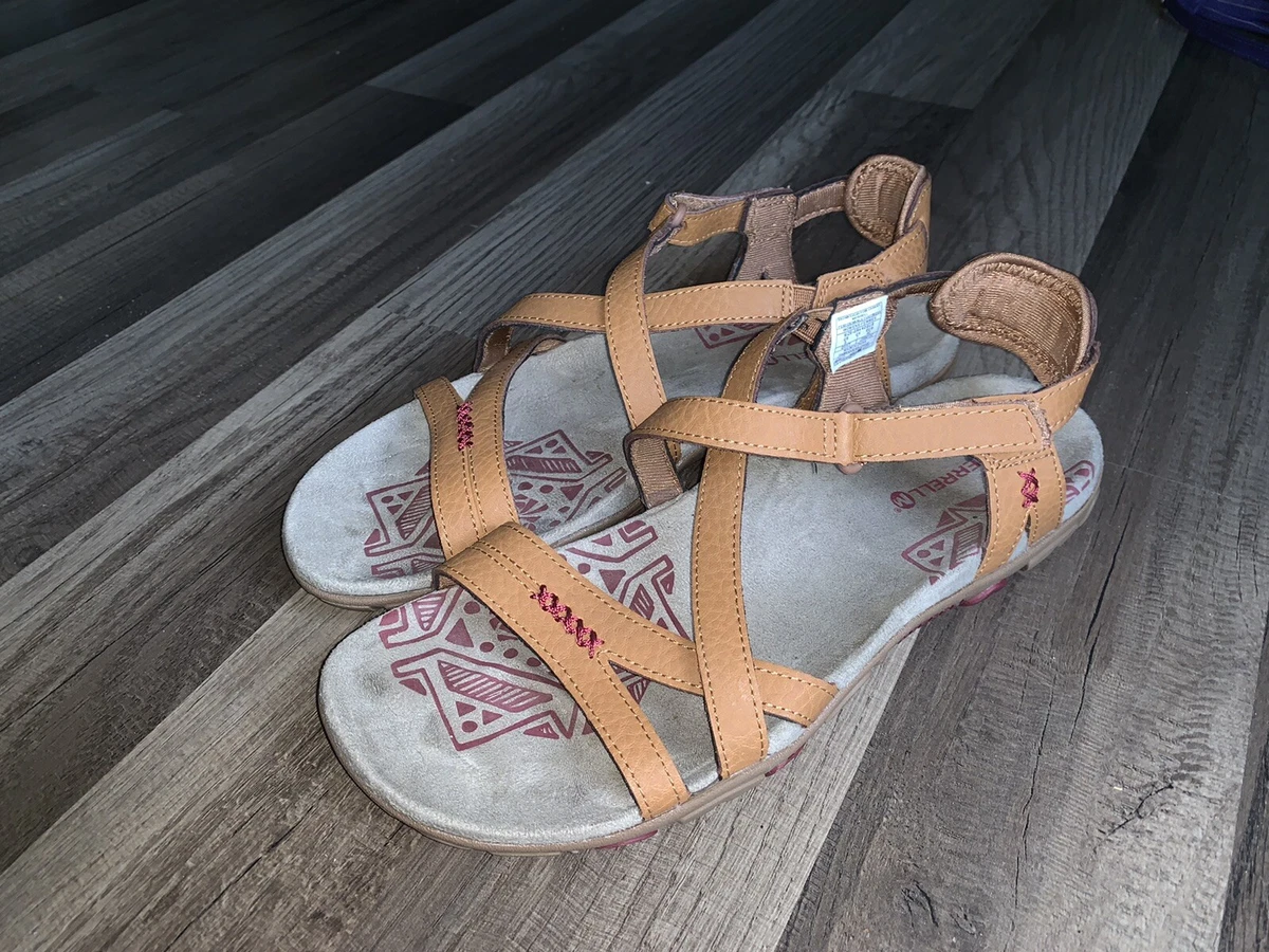 Merrell Women&#039;s Brown Sugar/Pomegranate Sandal Sz 9 EUC | eBay