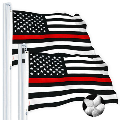 Thin Red Line Flag 4x6 FT 2-Pack Embroidered Spun Polyester by G128