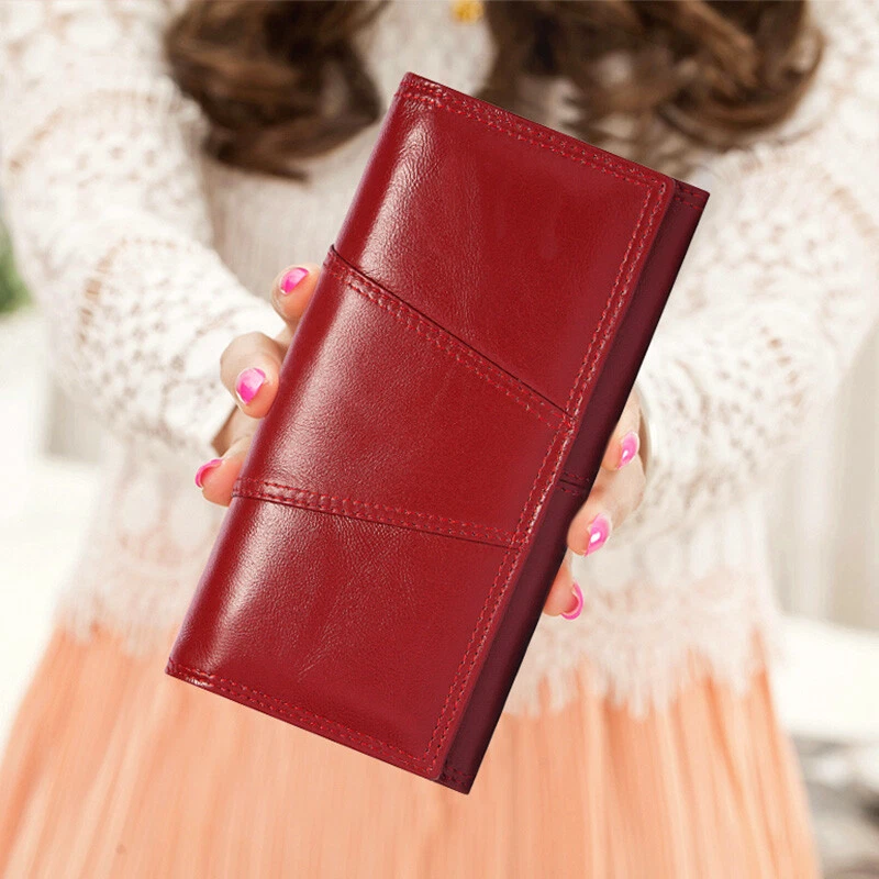 Portafoglio Donna Grande Elegante Vera Pelle Protezione RFID Portamonete Piccolo - Immagine 3 di 4