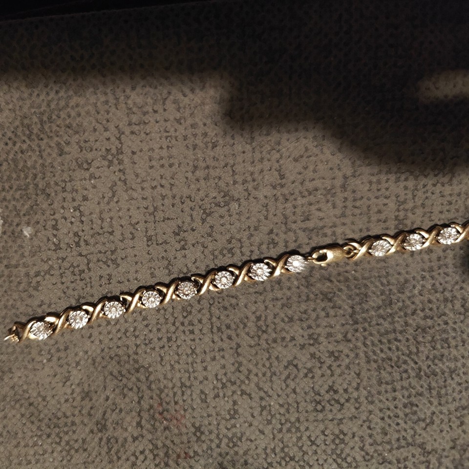 9ctgold And Diamond Tennis Bracelet.Broken eBay