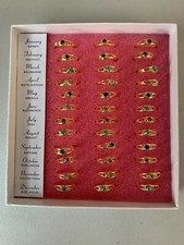 36 pcs Adjustable Children Birthstone Rings with Display