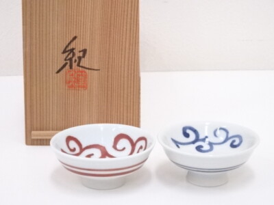 4366076: JAPANESE PORCELAIN SAKE CUP SET OF 2 ARTISAN WORK | eBay