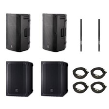 Set of 2x Yorkville YXL10SP Subs  2x YXL10P Speakers  XLR's  Poles
