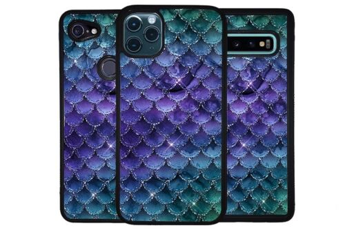 Teal Blue Purple Mermaid Scale Skin Phone Case for Apple Samsung LG Google