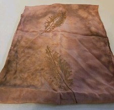 Vintage SK Neck Scarf Mauve Gold Leaf Design 48 20