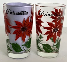 Boscul Red Poinsettia Peanut Butter Water Glasses (2) Drinking Kitchen