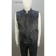 Gilet in Vera Pelle Alta Qualità Motociclista Biker Club Made in Italy SOA Style