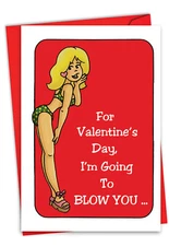 1 Funny Valentine's Day Card with Envelope - Blow A Kiss C9215VDG