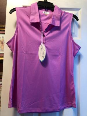NWT Ladies GREG NORMAN Orchid Wave Embossed Sleeveless Golf Shirt - L & XL  | eBay