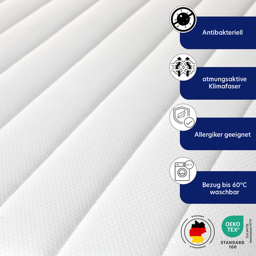 Träumegut24 AquaFlex 7-zone matras 120x200 cm | H2&H3 | Ergonomisch koudschuim matras | Hypoallergeen & antibacterieel | Afneembare en wasbare tijk