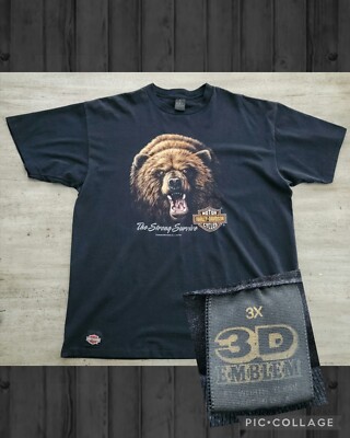 Vintage 90s 3D Emblem Harley Davidson T-Shirt Strong Survive  
