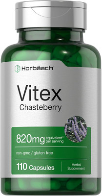 Horbäach Vitex Chasteberry 820Mg, 110 Capsules, Agnus-Castus Fruit, Non-Gmo 