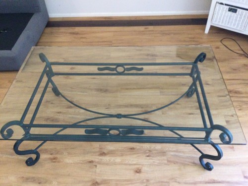 Wrought Iron Glass Top Coffee Table - Picture 4 of 4