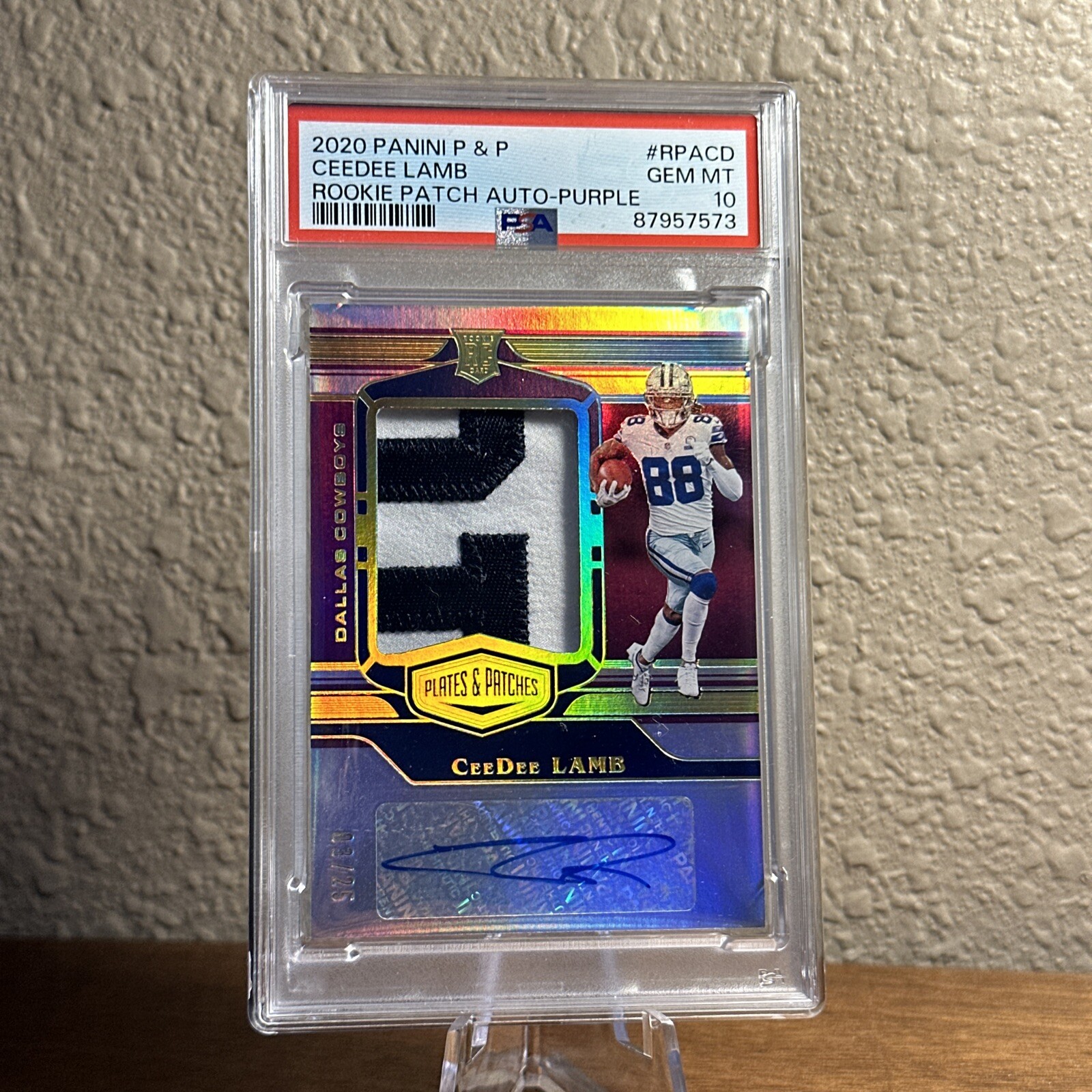 CeeDee Lamb Panini Plates & Patches Rookie Patch Autographs #RPACD Purple