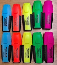 Wexford 10 Multicolored Mini Highlighters - Blue Orange Yellow Green Pink