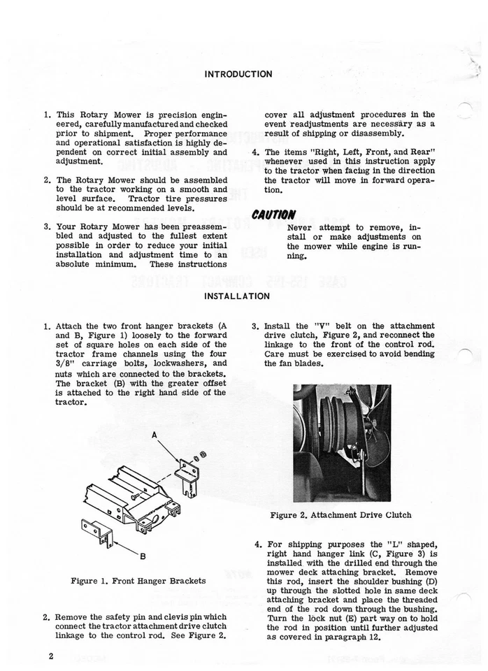 Tractors Instruction Manual Fits Case Rotary Mower for Case 155-195 Tractors - Image 2 of 4