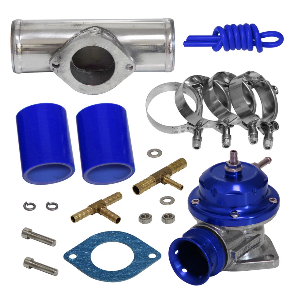 Type-RS 10PSI Blow Off Valve BOV +2" Flange Pipe Adapter Silicone Hose Kit Blue - Изображение 2 из 4