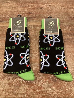 SockSmith Lot Of 2 Graphic Cotton Crew Lemme Atom Shoe Size 7-12.5 Black