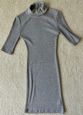 TOP SHOP Heather Gray Short Sleeve Turtleneck Sweater Dress 2