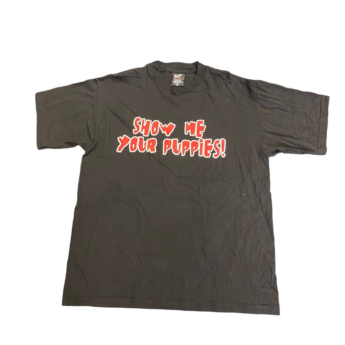 Vintage Jerry Lawler Show Me Your Puppies T-shirt 90s Black WWF T