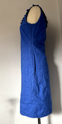 VESTIDO PER UNA. AZUL ACIANO. TALLA 10/M. ALGODÓN. TOTALMENTE FORRADO. - Imagen 3 de 5