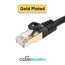 CAT7 Black Ethernet Cord LAN Copper Patch Cable Shielded Wire Gaming 6-200FT Lot