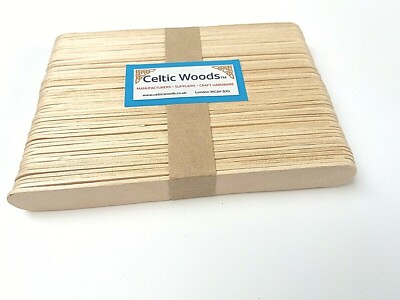 Jumbo Holz Lutscher Eis Lolly Pop Handwerk Öko Sticks 150 mm x 18 mm - 50er Pack