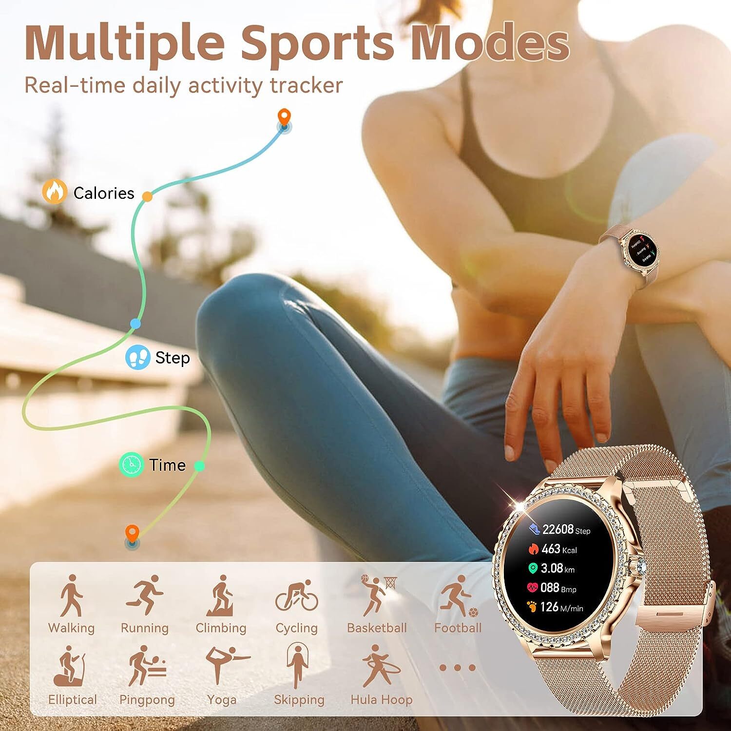 Bluetooth Call Smart Watch Women Heart rate Waterproof Sports Fitness