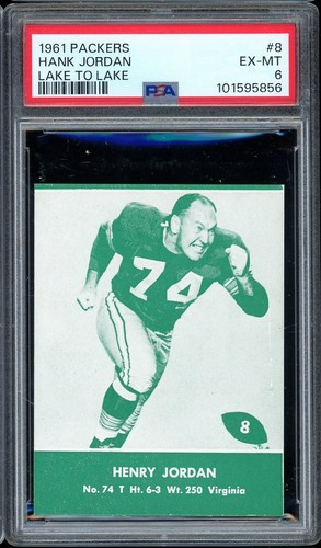 Henry Jordan #8 1961 Lake to Lake Packers card