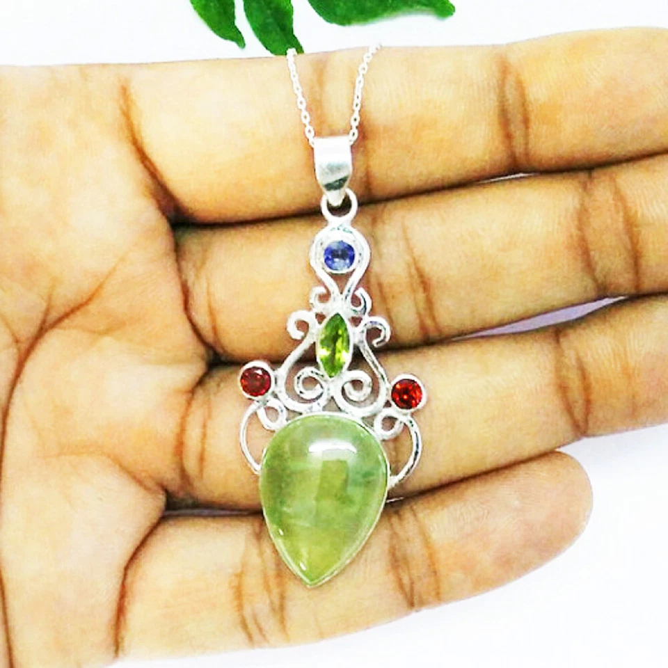 925 Sterling Silber Mehrstein Halskette Handgemachter Geburtsstein Schmuck - Bild 2 von 4