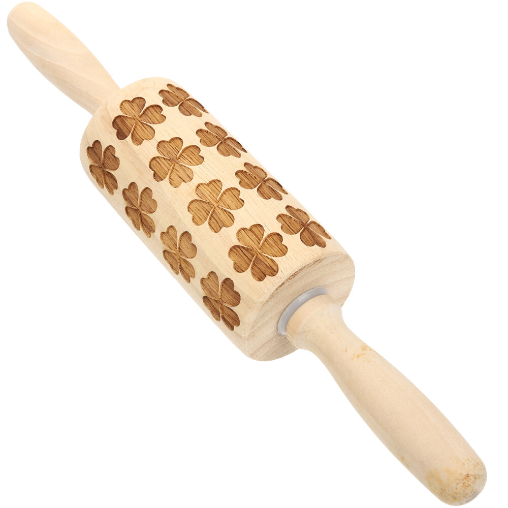 Rolling Pin Wooden Pasta Roller Cookie Rolling Stick Embossed Elk eBay