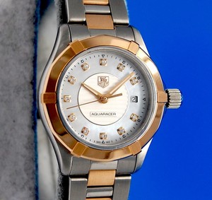 Ladies Tag Heuer Aquaracer 18K Rose Gold \u0026 SS watch - MOP Diamond Dial -  WAP1451 7612533104242 | eBay