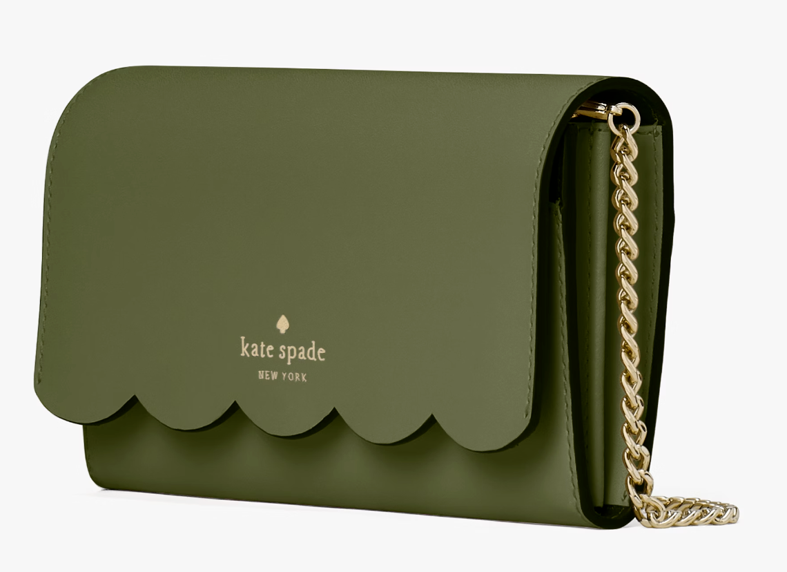 Kate Spade Gemma Army Green Leather Chain Crossbody Bag WLR00552 Purse NWT F