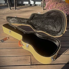 Hard-Shell Lockable Dreadnought Acoustic Guitar Case with Black Plush Interior