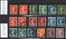 France 1906-1907 Semeuse Yvert 135 à 142 diverses variétés