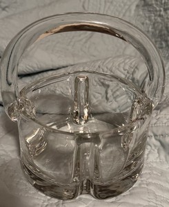 Vintage Clear Glass Basket With Handle Planter Display Candy Dish Decor Spring