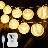 7,8M 30Er Lampions Lichterkette Batterie/Usb AußEn Innen Warmweiß