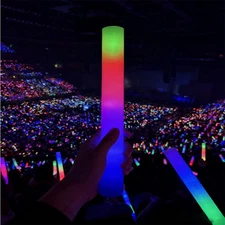 100pcs LED Foam Glow Sticks Flashing Glow Wands Party Light Up Rave Glowstick