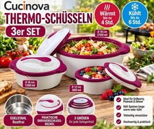 Cucinova Thermo-Sch&uuml;sseln &ndash; 3er Set &ndash; Edelstahl &ndash; Warm- & Kalthaltefunktion