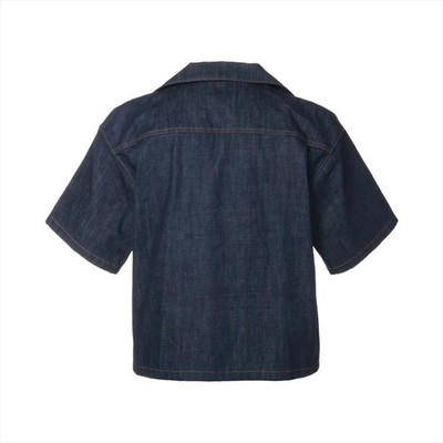 Prada Triangle logo 24 years Cotton Denim shirt S Men's Navy