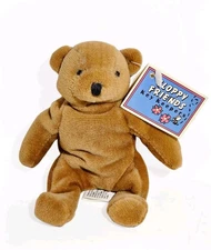 Floppy Friends Key Keepers Brown Bear Plush “Bart Jr.” Keychain 1990s  NWT