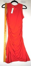 Capella Women's Small Red Ruched Bodycon Dress Sleeveless Crew Neck New with Tag