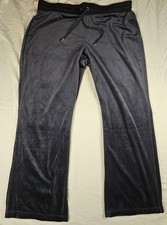Halston Womens Velour Ribbed Pants XXL Navy Blue Knit Sleep Lounge NWT
