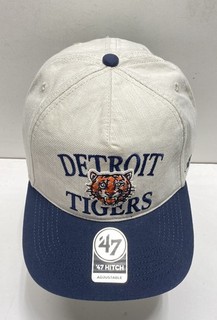 '47 Brand Men's Detroit Tigers Baseball Hat Cream Navy Slub Stack 47 Hitch OSFA