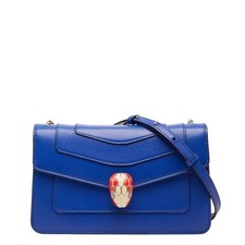 Borsa a tracolla Bulgari Serpenti Forever catena blu pelle donna