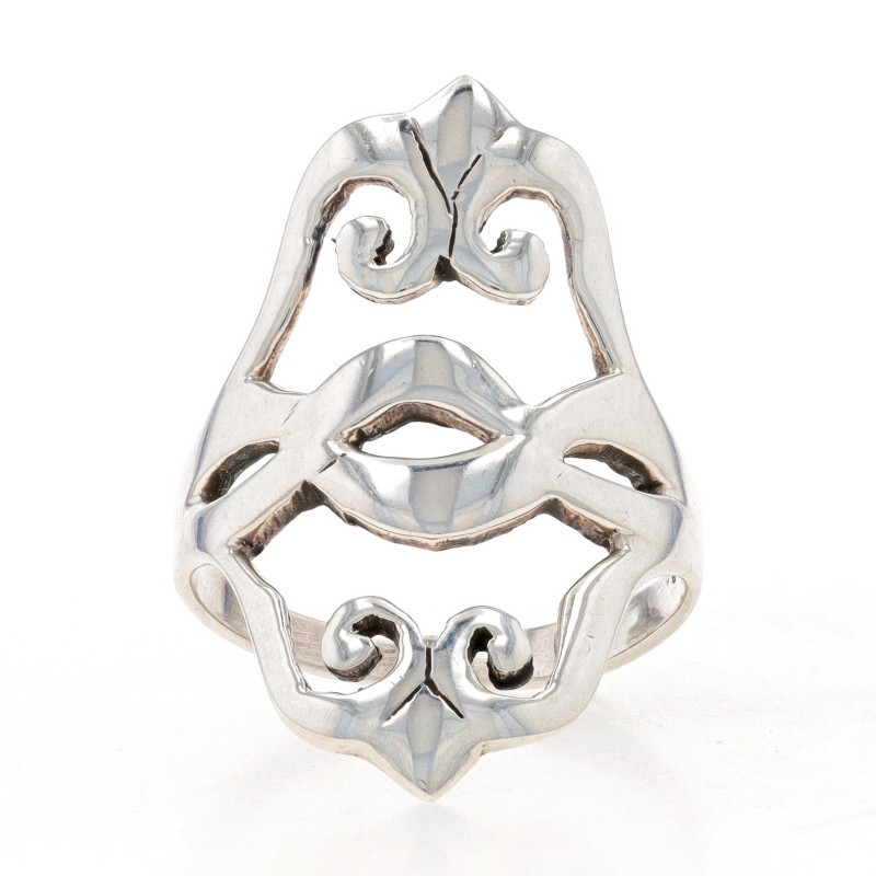 Sterling Silver Scrollwork Medallion Statement Ri… - image 1